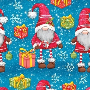 Christmas gnomes with long legs blue WB22 christmas fabric