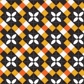 Hmong H Plaid Pattern Yellow Orange