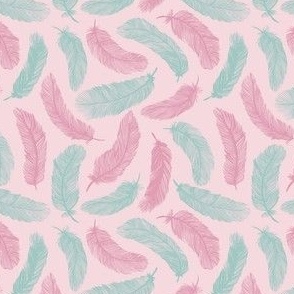 Feather dream - pink/teal (small)