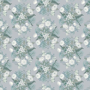 Floral Cascate - grey small