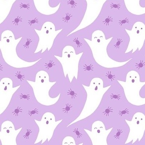 Halloween ghosts on pastel purple lavender