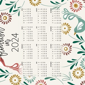 Flourishing Finches 2024 Calendar Wall Hanging & Tea Towel
