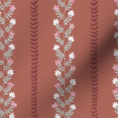 Cottage Flowers Stripes - autumn spice