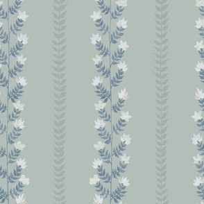Cottage Flowers Stripe - sage green