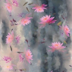 Clouds and water Lily in pink