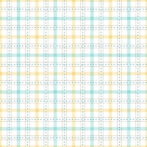 Summer Sunshine Plaid in Blue and Yellow - Medium Scale