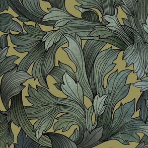 Victorian Acanthus Leaves 24x24 inches Green Mix