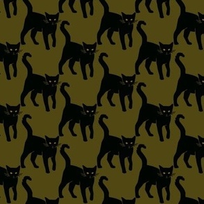 Black cats on green - Small