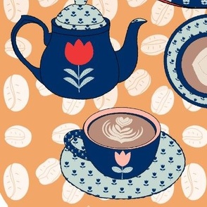 Coffee time//tea time//Fica//tea cookies and savouries//large scale//wallpaper//home decor//fabric