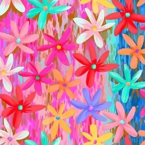 Impressionist colorful flowers