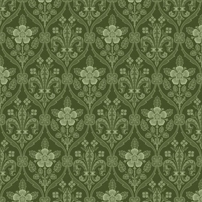Gothic Revival roses and lilies, dark green, 8W