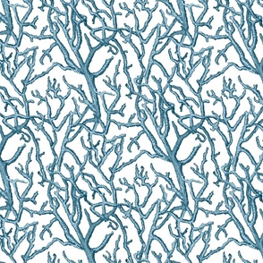 Coral Pattern Dark Teal Blue