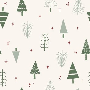 small scale-doodled christmas trees-mistletoe