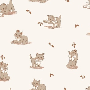 small scale-playful kittens and holly-boho cream 
