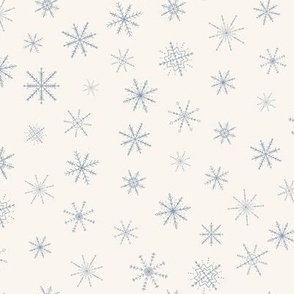 small scale-snowflake-dusty blue on cream
