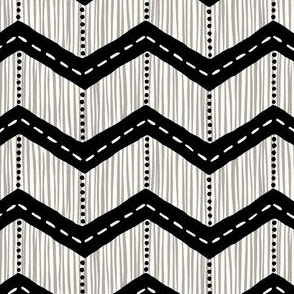 Savanna Chevron Stripe Print Black and Natural White