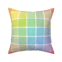 Distressed Rainbow Gingham Checks on White - Extra Large Scale