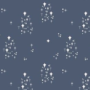 small scale festive stars and twinkles in vintage indigo