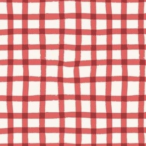 small scale-wobbly check-vintage red