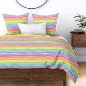 Distressed Horizontal Rainbow Stripes on White - Medium Scale