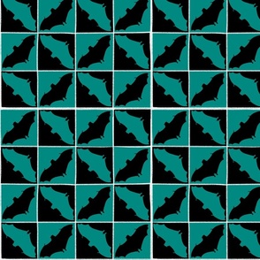 Teal and Black Checkered Bat Pattern