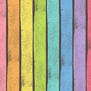 Distressed Vertical Rainbow Stripes on Charcoal - Extra Large Scale