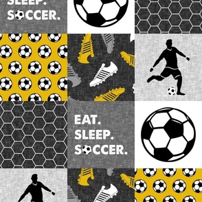 Eat. Sleep. Soccer. - mens/boys soccer wholecloth in gold - patchwork sports - C22