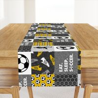 Eat. Sleep. Soccer. - mens/boys soccer wholecloth in gold - patchwork sports (90) - C22