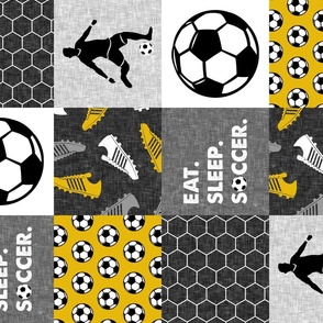 Eat. Sleep. Soccer. - mens/boys soccer wholecloth in gold - patchwork sports (90) - C22