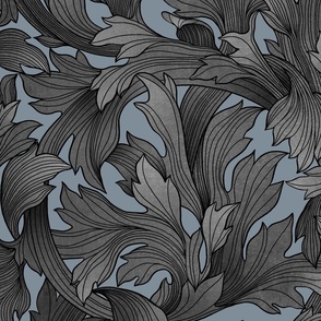 Smoky Silver Mix Victorian Acanthus Leaves 24x24 in