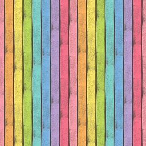 Distressed Vertical Rainbow Stripes on Charcoal - Medium Scale