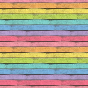Distressed Horizontal Rainbow Stripes on Charcoal - Medium Scale
