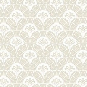 Floral Scallop Pattern - Art Deco Style in Sage and White - small scale
