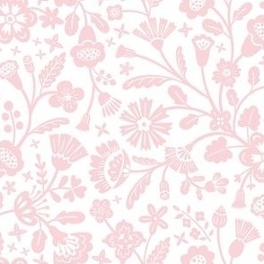 Folk Art Flowers in pink and white