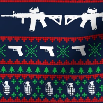 Ugly Christmas Sweater Firearms Blue