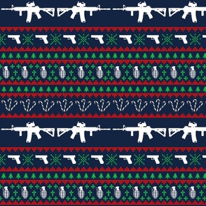 Ugly Christmas Sweater Firearms Blue