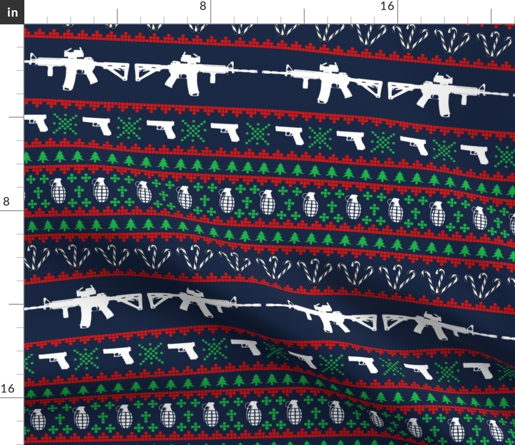 Ugly Christmas Sweater Firearms Blue