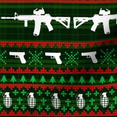 Ugly Christmas Sweater Firearms plaid