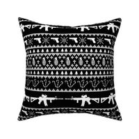 Ugly Christmas Sweater Firearms black white