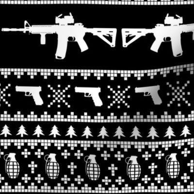 Ugly Christmas Sweater Firearms black white