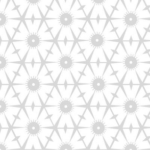 White Geo Hexagon Shapes on Grey Background - middle scale
