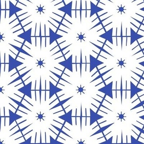 White Geo Flowers in a Indigo Hexagon Shape - middle scale