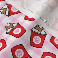 Pup Valentine's Day treat coffee cups  -   Dog Coffee Treats - red on pink plaid - LAD22
