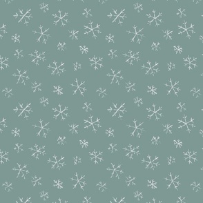 Joyous Snowflakes - Holiday Christmas Teal Fabric