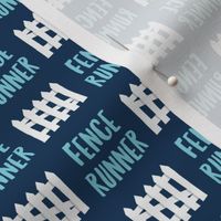 Fence Runner - blue/navy - dog fabric - LAD22