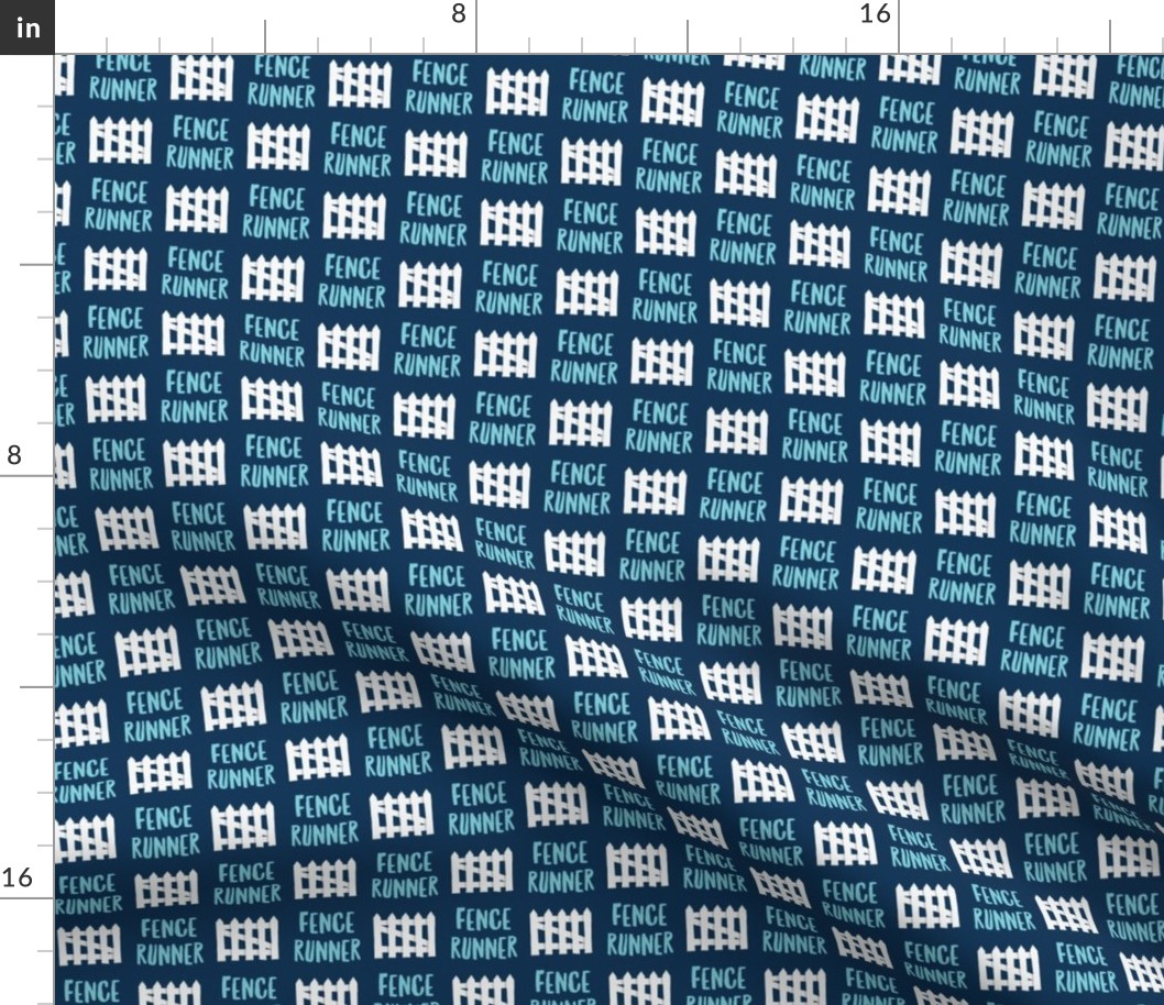 Fence Runner - blue/navy - dog fabric - LAD22