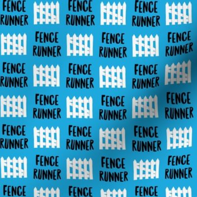 Fence Runner - blue - dog fabric - LAD22