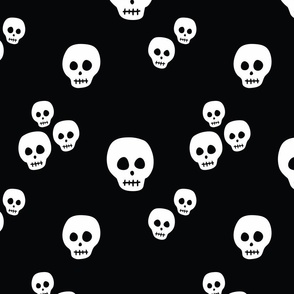 medium skulls in black - spooky season