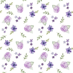 Watercolor Violet and Purple Florals