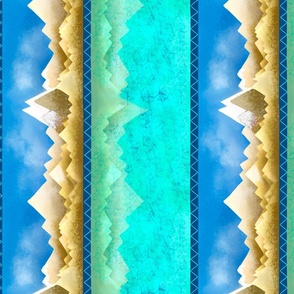 Mou twins and glacial lakes stripes turquoise and blue vertical medium